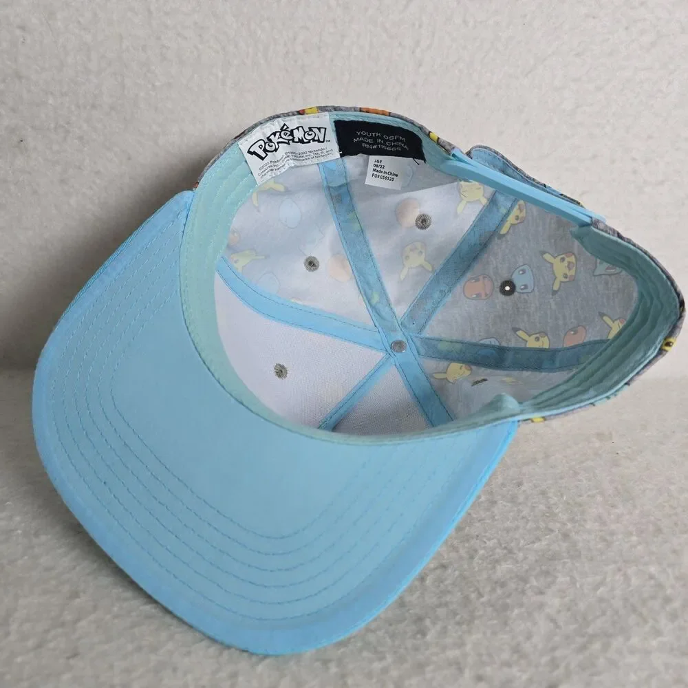 Pokemon All Over Print Snapback Cap Hat Squirtle Pikachu Charmander Bulbasaur